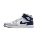 Tênis Air Jordan 1 Mid Wolf "Grey Midnight Navy" Masculino Cinza